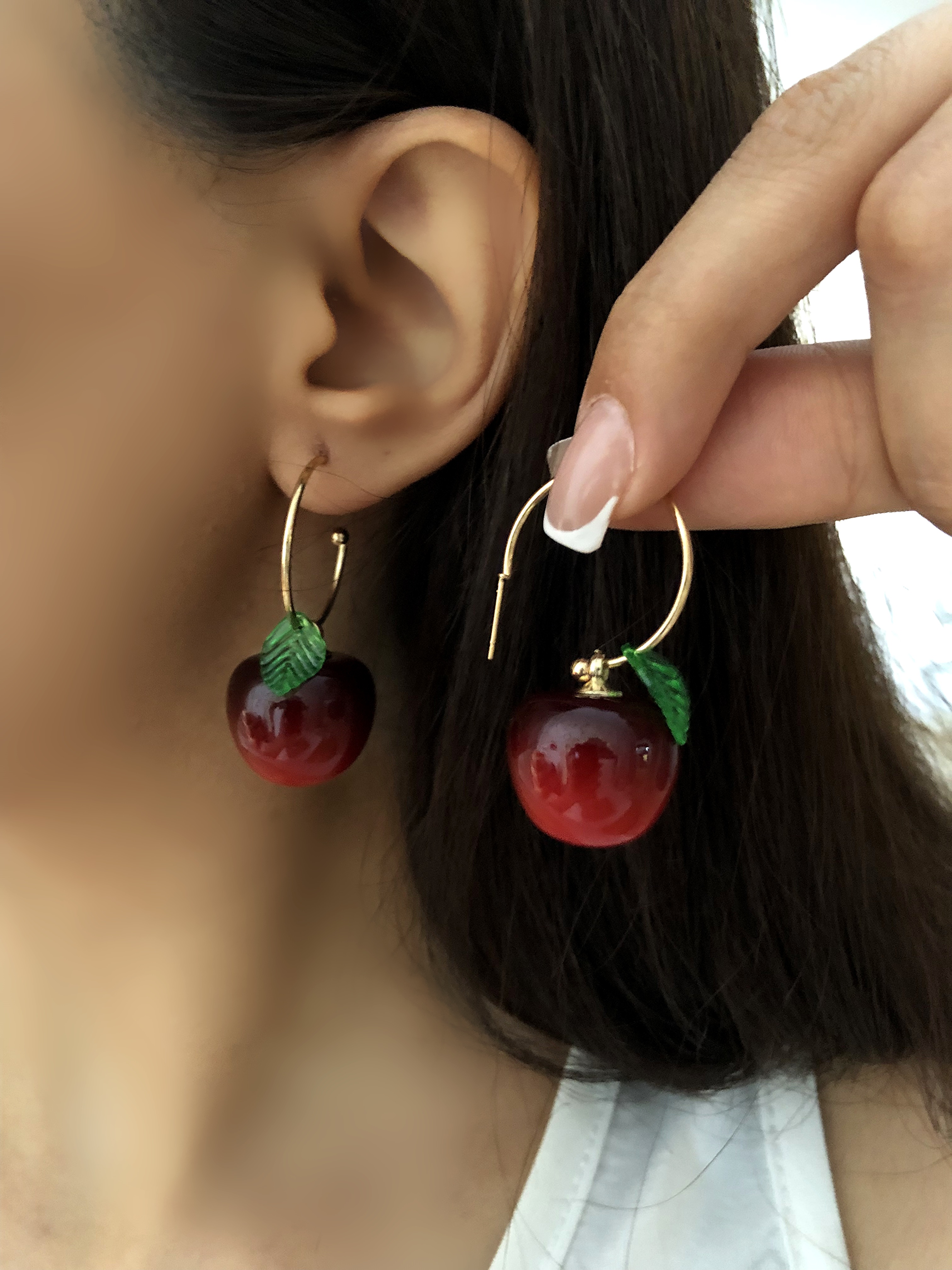 گوشواره گیلاس طرح برگ